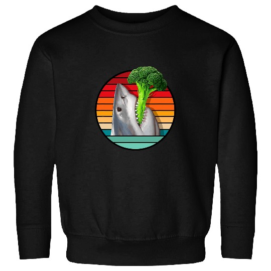 Shark Pet Eating Broccoli in Vintage Sunset Sweatshirts