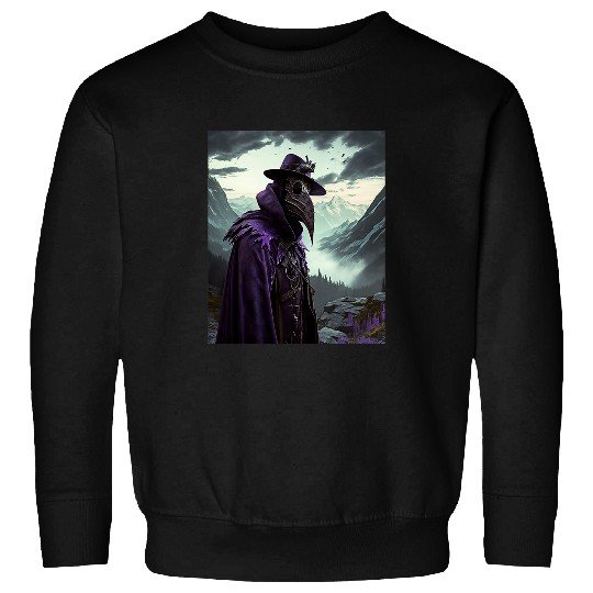 Purple Violet Plague Doctor Standing On Mountain Cool Art 22 Sweatshirts
