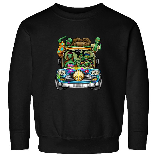 Aliens UFO Hippie Alien Friends Road Trip UFO I Want To Believe Travel Sweatshirts