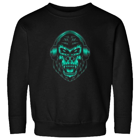 Gorilla Pet Headphones Sonic Ape Groove Monkey Retro 80s Sweatshirts