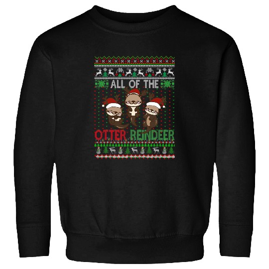 Otter Pet Otters Cute Sea Otter Reindeer Ugly Christmas Animal Lover Kid Girl Sweatshirts