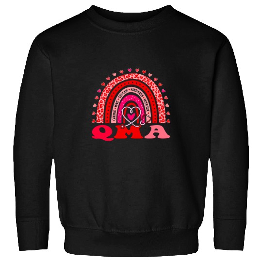 nurses Job QMA Rainbow Leopard Print Valentines Day nurses Sweatshirts