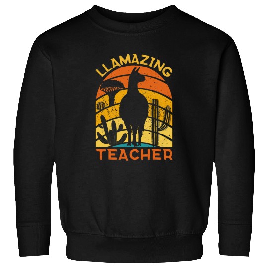 Llama Pet Llamazing Teacher Llama Alpaca Retro vintages Funny Teacher Sweatshirts