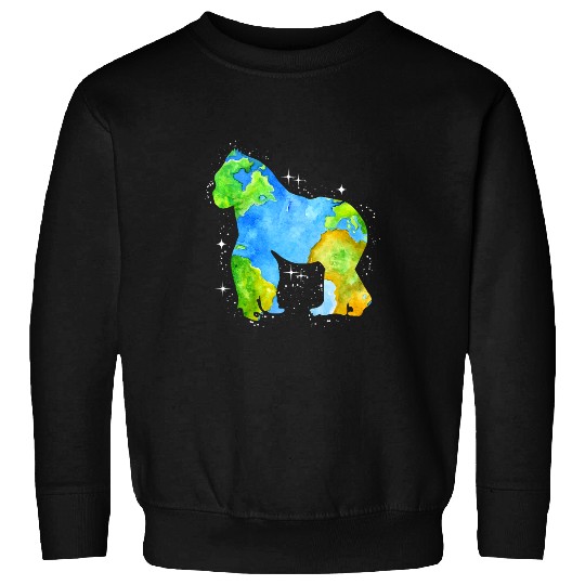 Gorilla Pet Earth Day Gorilla Silhouette Watercolor Art Planet Sweatshirts