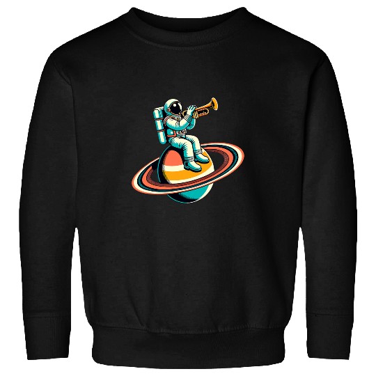 Astronaut Job Playing Trumpet On Saturn Trumpeter Instrument 1 Sweatshirts
