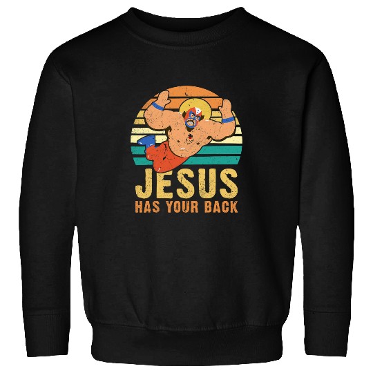 Sport Wrestling Jesus Has Your Back Funny Wrestling Jiu Jitsu Retro vintages Sweatshirts
