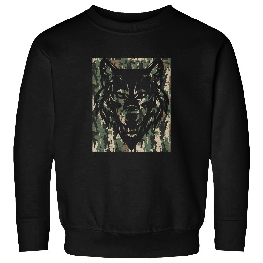 Coyote Mammal safari green Camo wolfs Head Graphic Hunting Hunter Sweatshirts