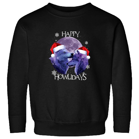 Coyote Mammal Violet Wolves Couple Love Moon Christmas Santa Hat Sweatshirts