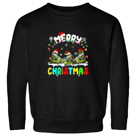 Chameleon Pet Merry Christmas Chameleon Lover Santa Hat xmass Lights Pajama Sweatshirts