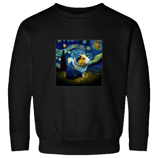 Guinea Pig Pet Surrealism Starry Night Guinea Pig Sweatshirts