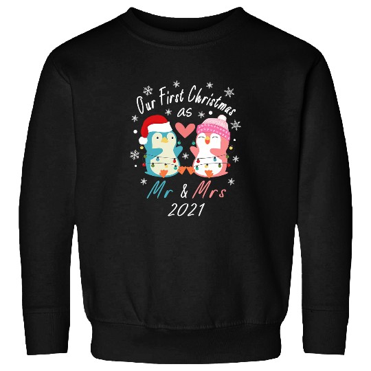 Penguin Pet Our First Christmas As Mr and Mrs Matching Penguin 25 Sweatshirts