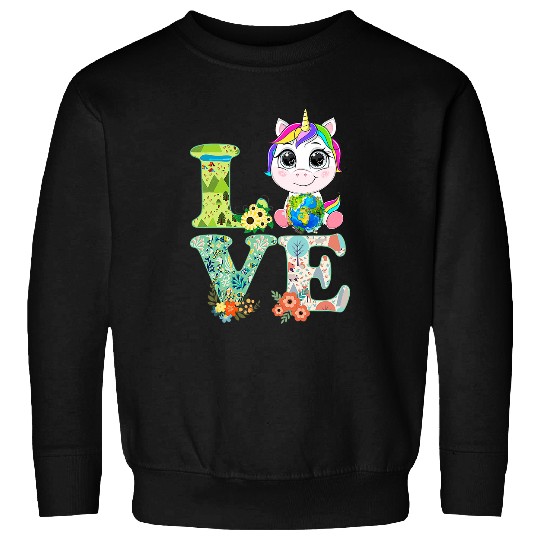 Unicorn Pet Love World Earth Day Environmental Planet1 Sweatshirts