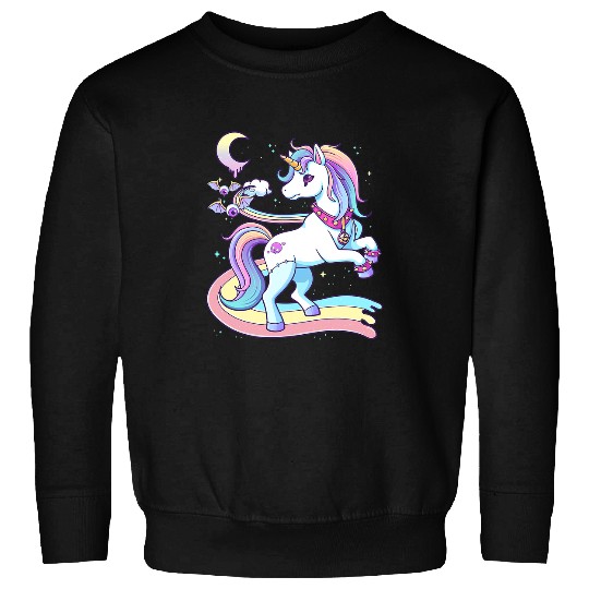 Unicorn Pet Pastel Goth Creepy Rainbow Unicorn Kawaii Emo Cute Nu Goth Sweatshirts