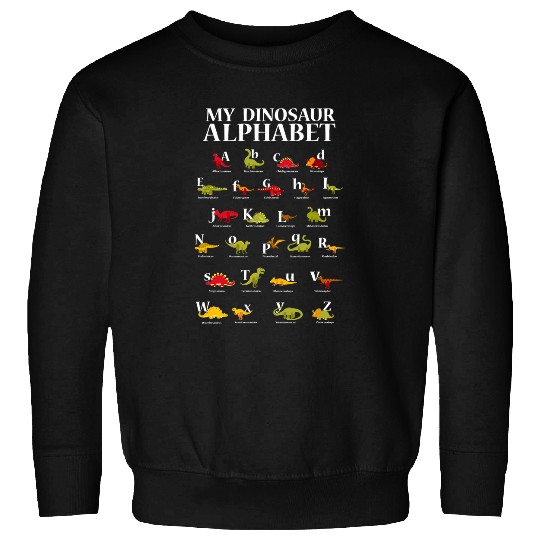 Dinosaur Pet Alphabet Dino Identification Kids Back To School Sweatshirts