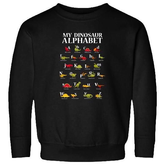 Dinosaur Pet Alphabet Dino Identification Kids Back To School Sweatshirts