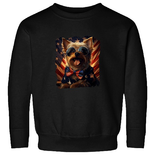 Yorkshire Pet Stars Stripes vintages Microphone Yorkshire Terrier 4th Sweatshirts