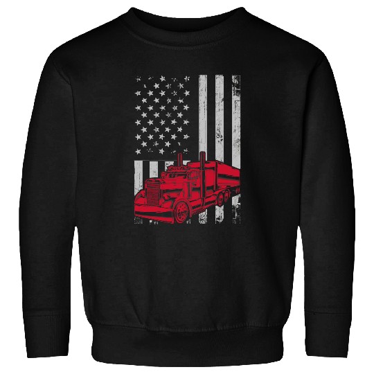 Truck Fun US American Flag Semi Truck Driver 18 Wheeler Trucker 5 Sweatshirts