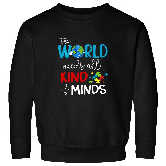 Autism Puzzle The World Needs All Kinds Of Minds Autism Neurodiversity Tee Sweatshirts