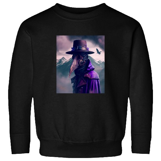 Purple Violet Plague Doctor Standing On Mountain Cool Art 21 Sweatshirts