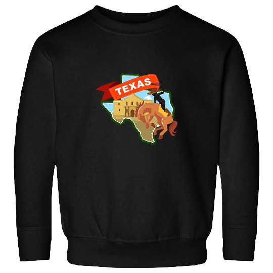 Horse Pet State of Texas Alamo Cowboy with Lasso On Bucking Horse Sweatshirts