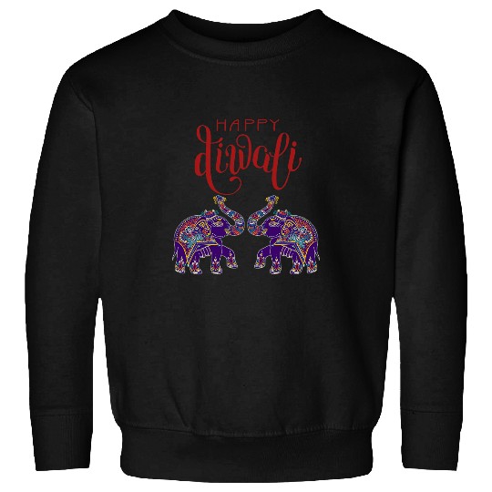 Elephant Mammal Colorful Elephant Happy Deepavali Diwali For Hindus Sweatshirts