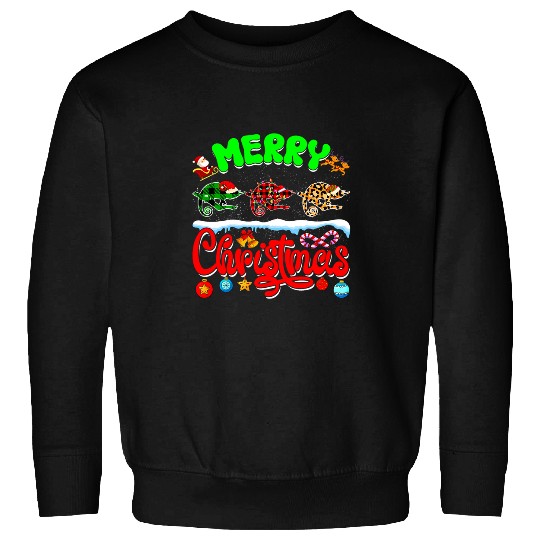 Chameleon Pet Merry Christmas Chameleon Lover Santa Elf xmass Leopard Plaid Sweatshirts
