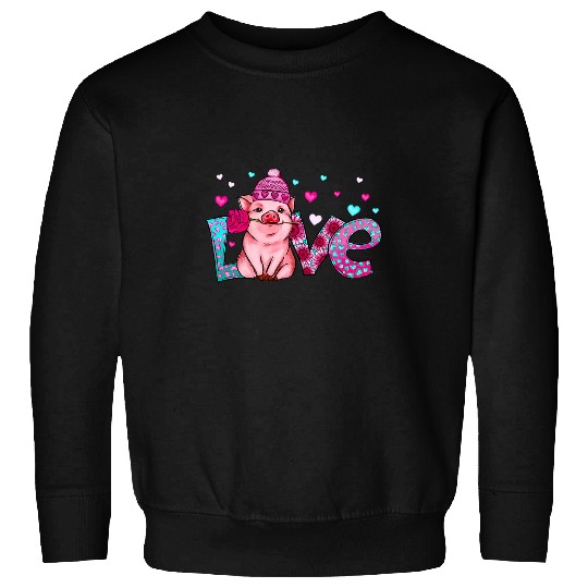 Pig Pet Valentines Day Cupig Love Sun Flowers Cupidon Sweatshirts