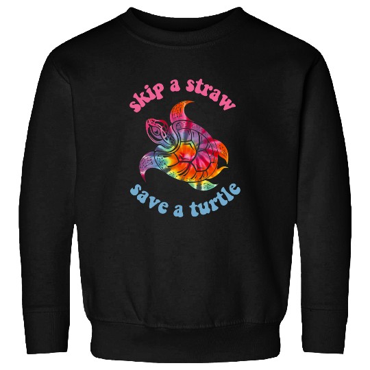 Turtle Pet Skip A Straw Save A Turtle Tribal Retro 90s Aesthetic Sweatshirts