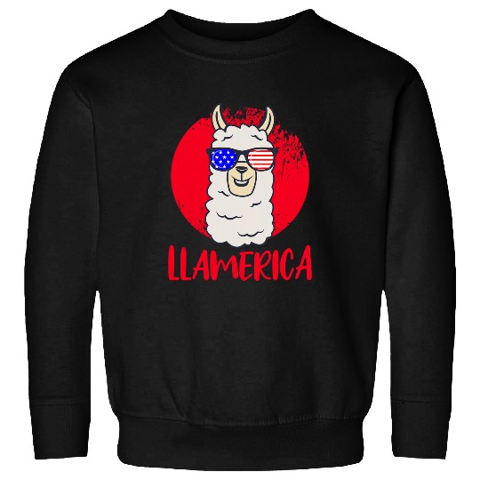 Llama Pet LLAMERICA American Llama Memorial Day Patriotic American Sweatshirts