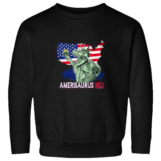 Dinosaur Pet Amerisaurus T rexs American Flag Independence Day Merica Sweatshirts