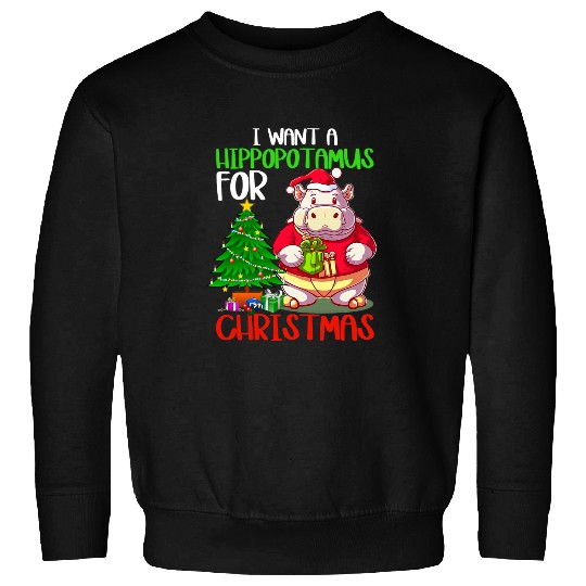 Hippo Pet I Want a Hippopotamus for Christmas Funny Kids Boys Youth4 7 Sweatshirts
