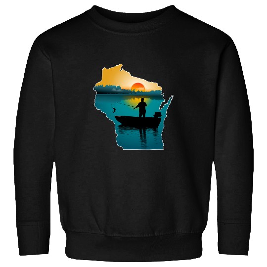 Fishing Fun Wisconsin Fishing At Sunset Sweatshirts