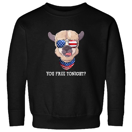 Llama Pet You frees Tonight USA Flag Patriotic Llama Alpaca Sunglusses Sweatshirts