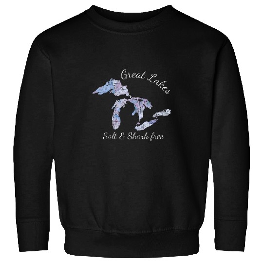 Shark Pet Distressed Shark and Salt frees Great Lakes Watercolor Design Sweatshirts