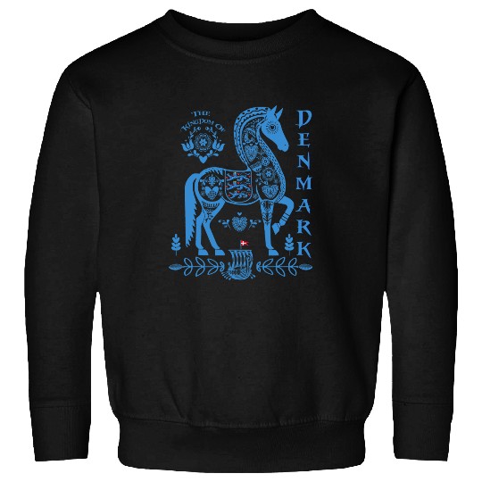 Horse Pet Kingdom of Denmark Nordic Dala Horse Folk Art Viking Ship Sweatshirts