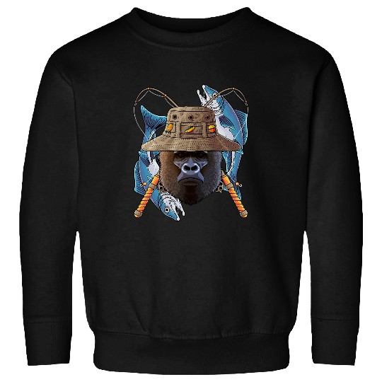 Gorilla Pet Gorilla Outdoor Fisherman Animal Cute Fly Fishing Sweatshirts