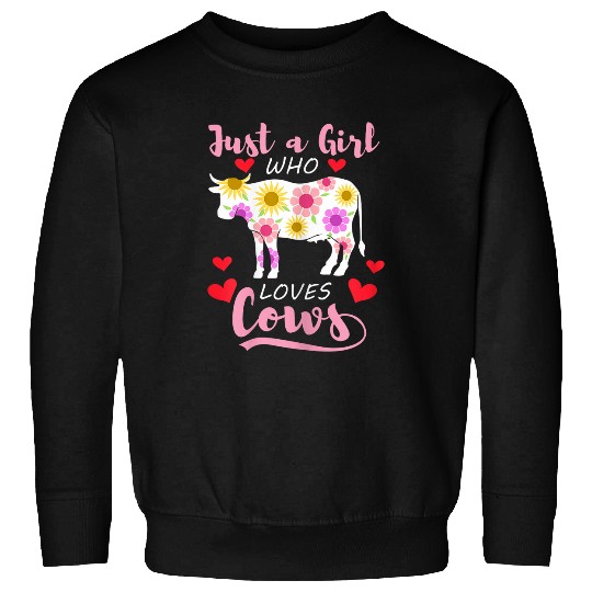 Cow Pet Girl Likes Cows Ironic Flower Farm Animal Sweatshirts