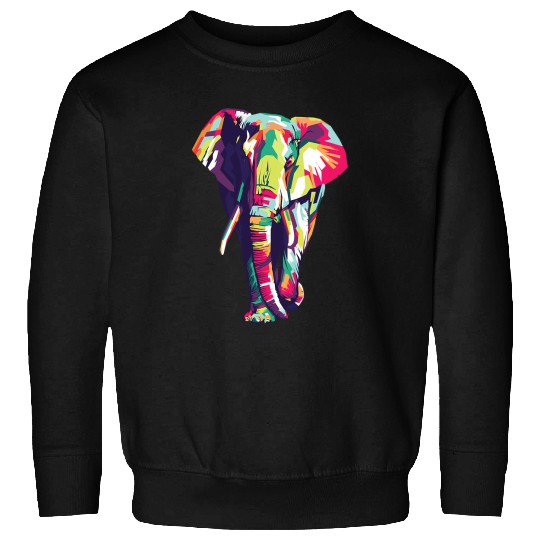 Elephant Mammal colorful elephant walking pop art for lovers Elefante animal Sweatshirts