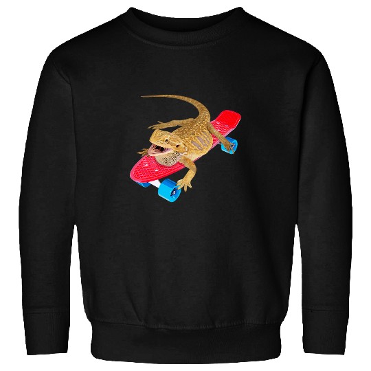 Bearded Dragon Pet Skateboarding Pagona Lizard Reptile Sweatshirts