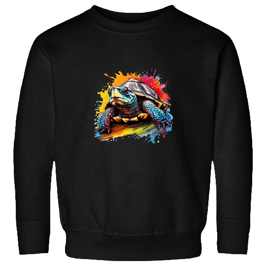 Turtle Pet Colorful Eastern Box Turtle Lover Splash Art Sweatshirts