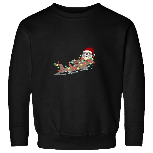 Otter Pet Otters Christmas Cute Sea Otter Christmas Outfit Sweatshirts