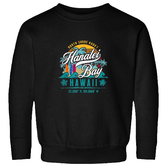 Fishing Fun Surf Life Hanalei Bay North Shore Kauai Hawaii Retro Sun Surf Fishing Sweatshirts