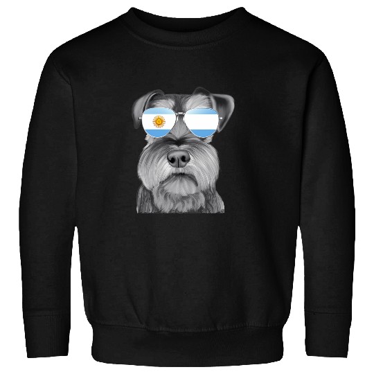 Schnauzer Pet Miniature Schnauzer Dog Argentina Flag Sunglasses Sweatshirts