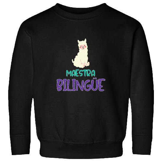 Llama Pet Maestra Llama Shelf Para Maestra Bilingue Sweatshirts