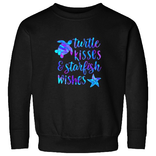 Turtle Pet Kisses And Starfish Wishes purple sea Sweatshirts