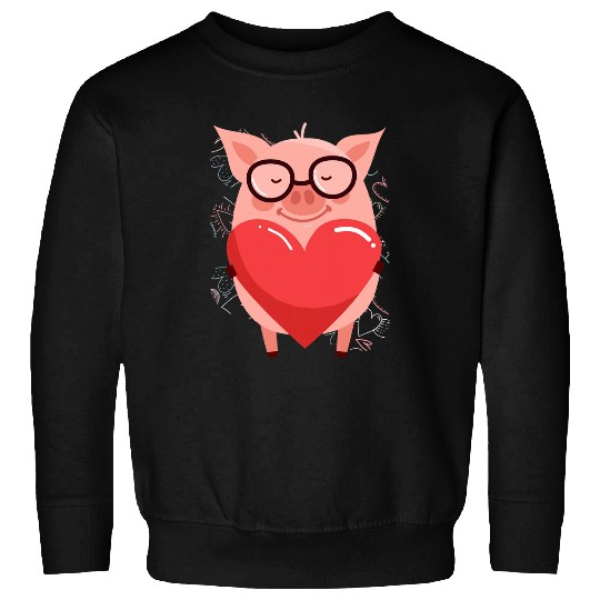 Pig Pet Valentines Day Cute Pink Pig With Hearts 0 Sweatshirts