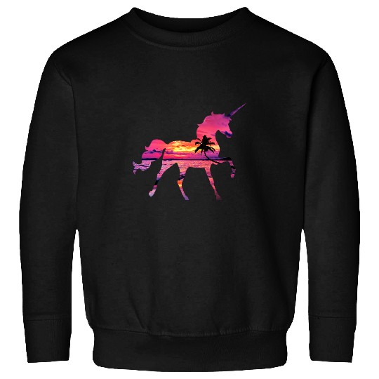 Unicorn Pet Beautiful Unicorn Sunset Colorful Ocean Sunrise Silhouette Sweatshirts