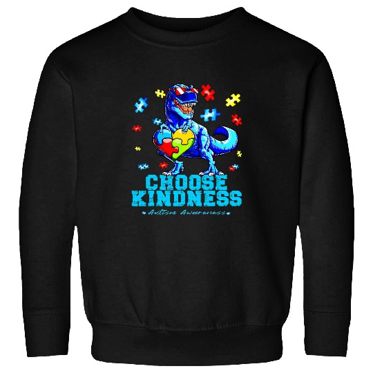 Autism Puzzle Dino Pride Day Dinosaur TRex Choose Kindness Matching Sweatshirts