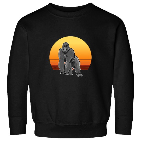 Gorilla Pet Retro Gorilla Lover Illustration Wild Animal Love Sweatshirts