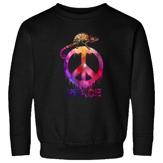 Chameleon Pet Tie Dye Galactic Peace Symbol Animal Lover Sweatshirts